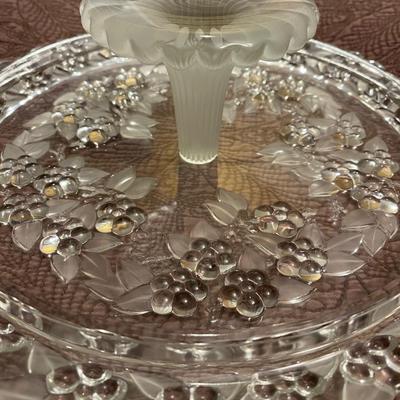 13" heavy vintage glass cake plate.