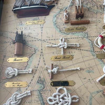Framed knots display of maritime use.