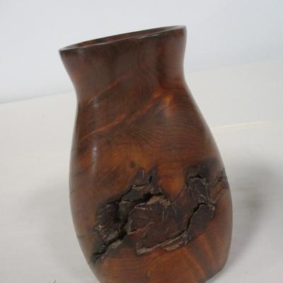 Handmade Turned Wood Vase Signed by Artist Steve Cohn