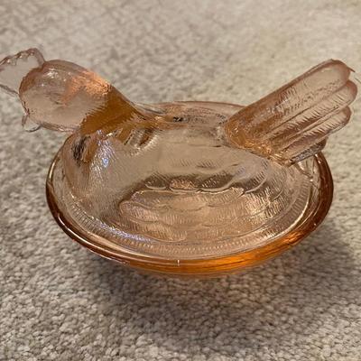 Vintage Pink Rooster and Blue Ball Bottle