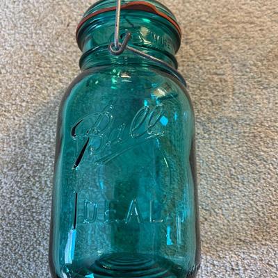 Vintage Pink Rooster and Blue Ball Bottle