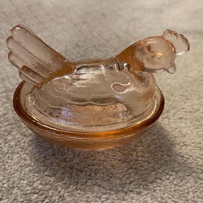 Vintage Pink Rooster and Blue Ball Bottle