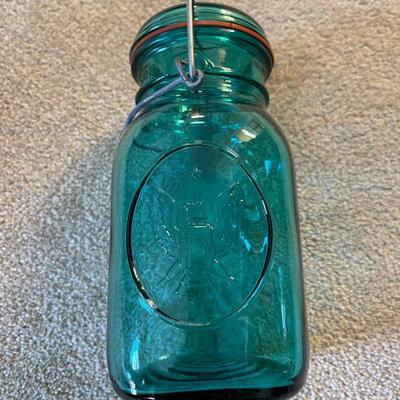 Vintage Pink Rooster and Blue Ball Bottle