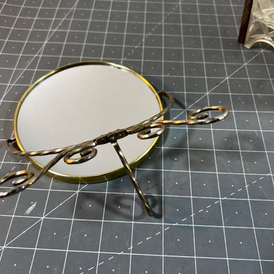 VINTAGE Waste Basket and Small Mirror