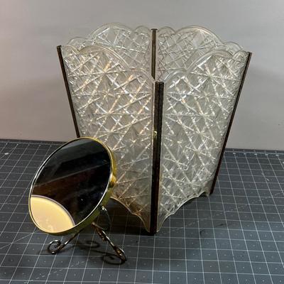 VINTAGE Waste Basket and Small Mirror