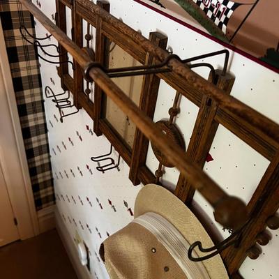 U Antique Victorian Stick and Ball Hat Rack Coat Hanger