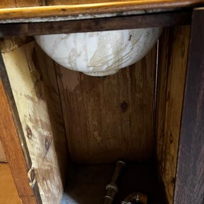 U Antique Oak Wash Stand Sink