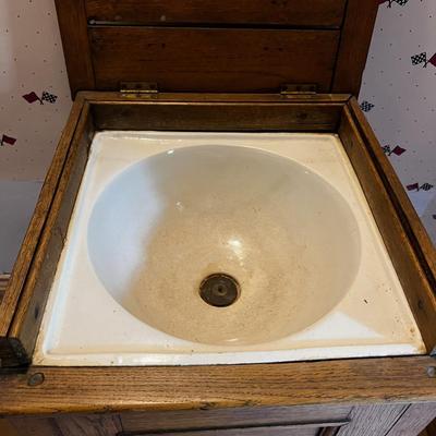 U Antique Oak Wash Stand Sink