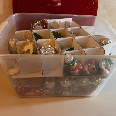 U Large Tub FULL OF Modern Silver ish Ornaments 