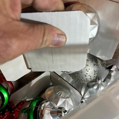 U Large Tub FULL OF Modern Silver ish Ornaments 