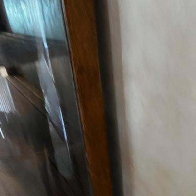 UP -- Antique Curve Front China Cabinet with Mirror Back Slash top