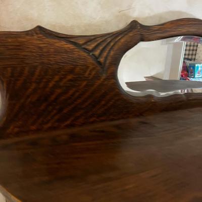 UP -- Antique Curve Front China Cabinet with Mirror Back Slash top