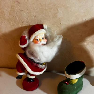 UP -- Pair of Vintage Santa's and The BOOT