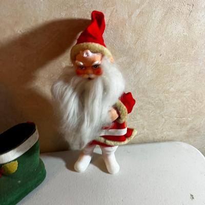 UP -- Pair of Vintage Santa's and The BOOT