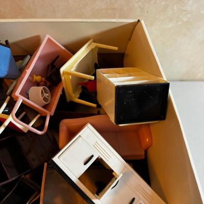 UP -- House Full of IDEAL PLASTIC DOLL HOUSE FURNITURE