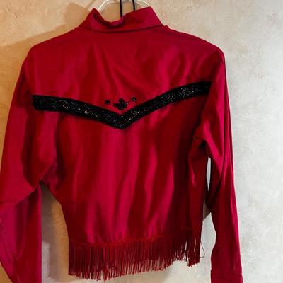 UP -- Incredible Red Shirt with Fringe and Beading
