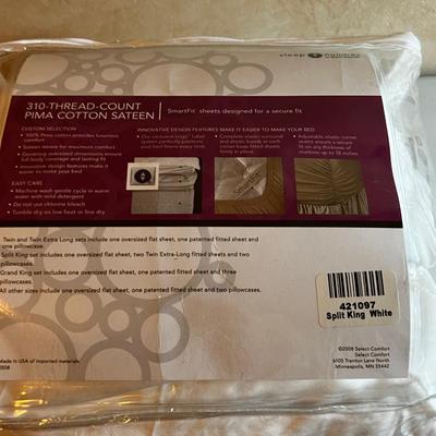 Up--NEW PIMA SATIN SHEET SET SPLIT KING WHITE