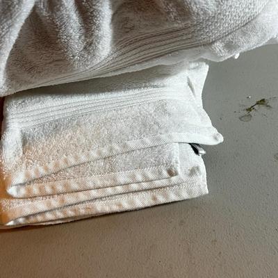 UP -- White Towel with Pastels Washcloth