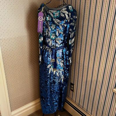 UP -- AWE! FIRST PLACE Sequined Dress on Dress Form with 1st Place Ribbon! 