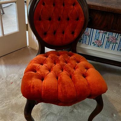 UP -- French Proventil Chair Orange Fabric TUFTED! 