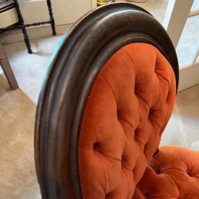 UP -- French Proventil Chair Orange Fabric TUFTED! 