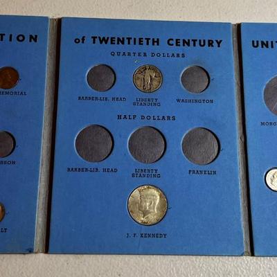 UP -- US Coin Book with Collectible Coins: Liberty Standing, Buffalo Nickle, Mercury Dime Plus More