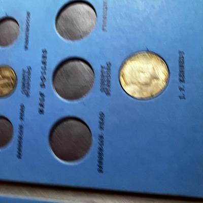 UP -- US Coin Book with Collectible Coins: Liberty Standing, Buffalo Nickle, Mercury Dime Plus More