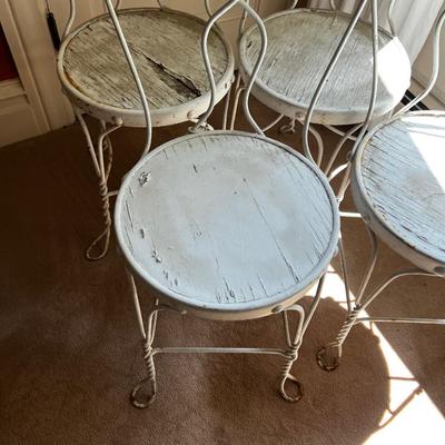 UP -- 4 Antique Ice Cream Parlor Iron Chairs