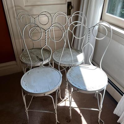 UP -- 4 Antique Ice Cream Parlor Iron Chairs