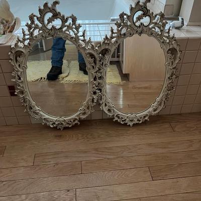 UP -- Pair of Syroco Mirrors White/Gold 