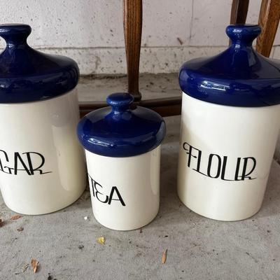 GARAGE --Awesome Sugar, Flour & Tea Canisters with Blue Lid