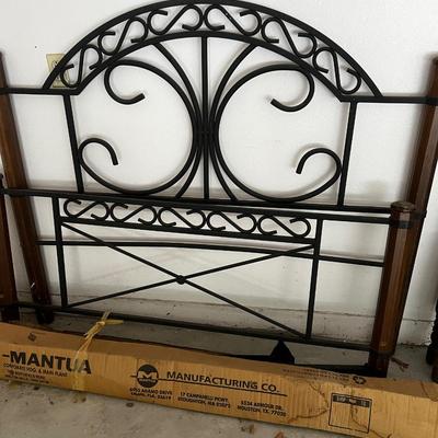 GARAGE -- Queen Size Iron Wood BED Frame with Rails. 
