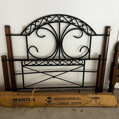 GARAGE -- Queen Size Iron Wood BED Frame with Rails. 