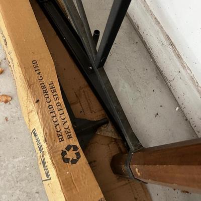 GARAGE -- Queen Size Iron Wood BED Frame with Rails. 