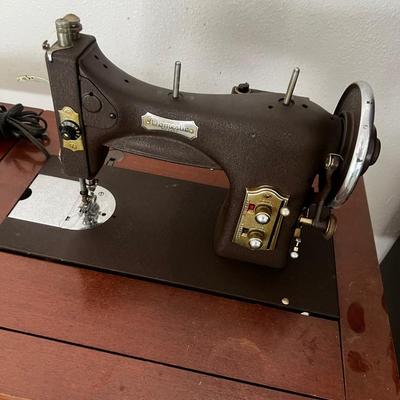 GARAGE -- OLD Sewing Machine with Cabinets and parts. 