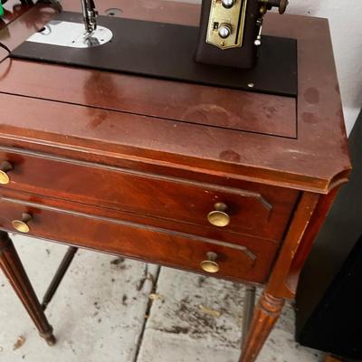 GARAGE -- OLD Sewing Machine with Cabinets and parts. 