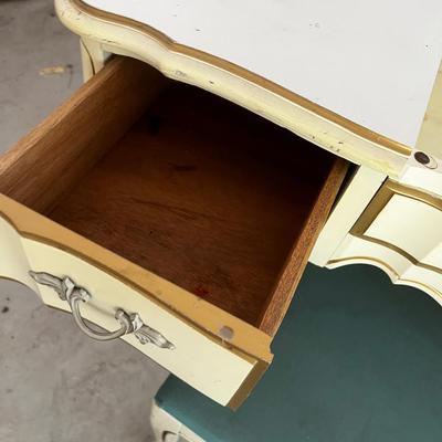 GARAGE -- French Proventil Cream Colored Vanity and Stool 