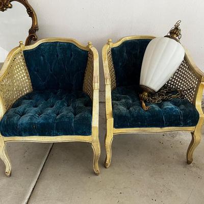 GARAGE -- Blue Velvet Club Chairs (2) 