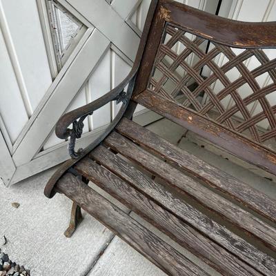GARAGE --50" Long Rickety Wood Iron Bench 