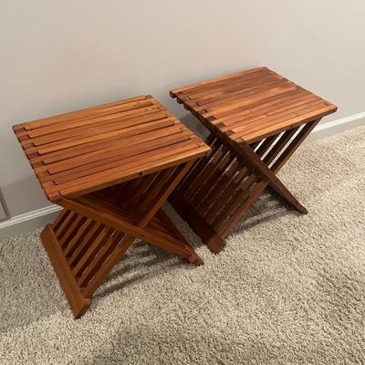 Two Wooden Folding Tables (S-MG)