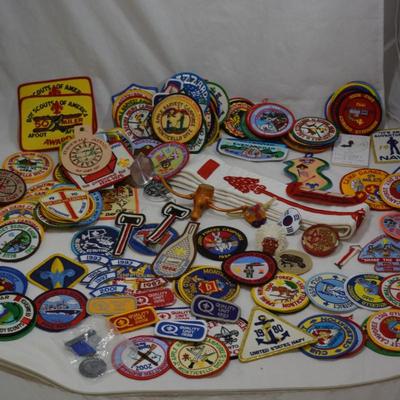 Very Large Lot of Boy Scout Patches, Sashes and Woggles