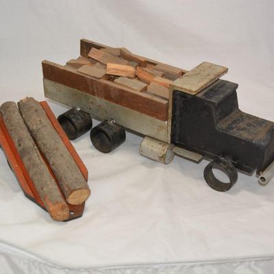 Heavy Vintage Home-Made Lumber Truck & Trailer