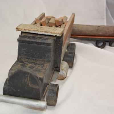 Heavy Vintage Home-Made Lumber Truck & Trailer