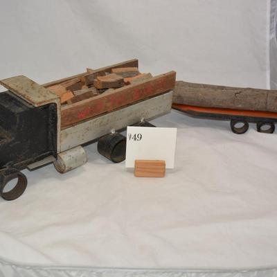 Heavy Vintage Home-Made Lumber Truck & Trailer