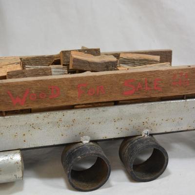 Heavy Vintage Home-Made Lumber Truck & Trailer