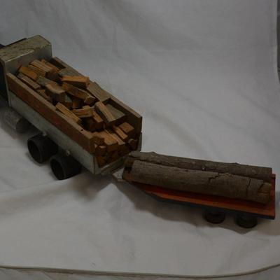 Heavy Vintage Home-Made Lumber Truck & Trailer