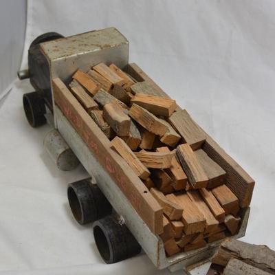Heavy Vintage Home-Made Lumber Truck & Trailer