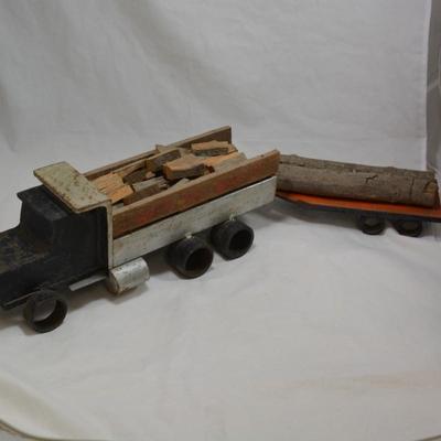 Heavy Vintage Home-Made Lumber Truck & Trailer