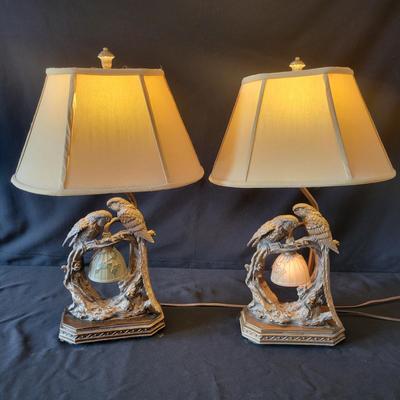 A Pair of Metal Parrot Lamps (D-DW)