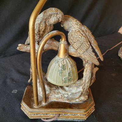 A Pair of Metal Parrot Lamps (D-DW)